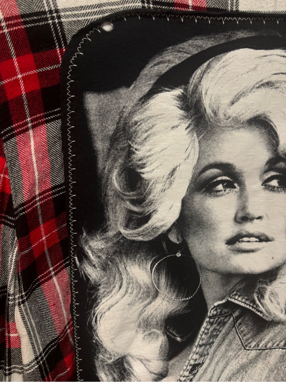Dolly Parton Upcycled Flannal - Picture 2 of 6